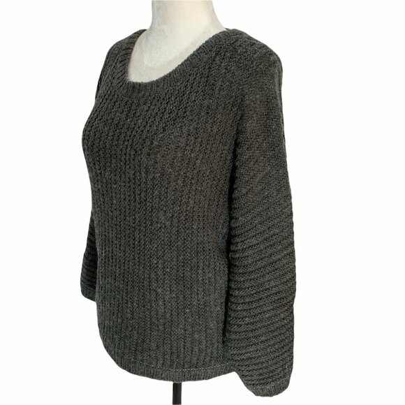 𝅺joie Grey Cable Chunky Knit Wool Batwing Oversized Sweater Size S - Picture 3 of 9